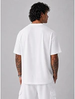 Pánské bavlněné tričko oversize s potiskem bílé FashionStreet NX1002R Pánské bavlněné tričko oversize s potiskem bílé FashionStreet NX1002R