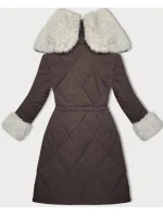 Coffee-béžová prošívaná zimní bunda s kožešinovou podšívkou Way Mode (WD202308) Coffee-béžová prošívaná zimní bunda s kožešinovou podšívkou Way Mode (WD202308)
