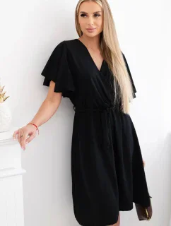 Šaty s vrstveným výstřihem černý