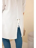 Dámská Plus Size bavlněná košile s knoflíky a límečkem ecru Dámská Plus Size bavlněná košile s knoflíky a límečkem ecru