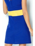 Dámské šaty BEE se žlutým pruhem v pase krátké modré - Modrá / XL - Numoco