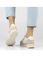 Filippo DP7605 kožené dámské ažurové béžové tenisky na platformách