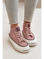 Zateplené Dámské Tenisky Na Platformě Eko Kůže Big Star OO274068 Růžové