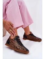 Dámské Kožené Sportovní Boty S Leopardím Vzorem Laura 2935 Hnědé