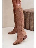 Dámské kozačky typu kovbojky na podpatku camel Glenor Dámské kozačky typu kovbojky na podpatku camel Glenor