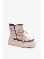 Dámské sněhule s výšivkou na platformě světle béžové Naleris