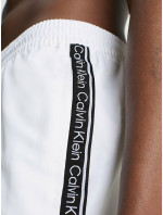 Pánské plavky Medium Drawstring Swim Shorts Logo Tape KM0KM00741YCD bílá - Calvin Klein