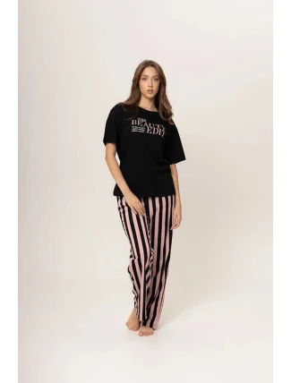 Dámské pyžamo 160/073 černé s potiskem - Karol Dámské pyžamo 160/073 černé s potiskem - Karol