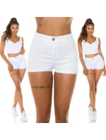 Dámské džínové krátké kraťasy S385-1A Bílá - In-style Fashion
