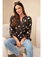 Dámská květinová blůza 22062  hnědá - Kesi