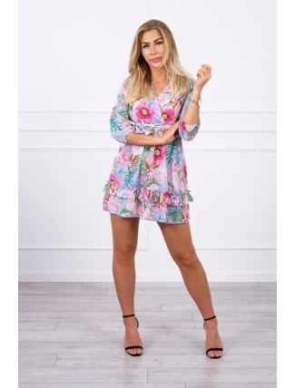 Květinové šaty s vázáním v pase ve fialové barvě Květinové šaty s vázáním v pase ve fialové barvě