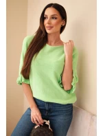 Svetr dámský typu netopýr s kulatým výstřihem jablkový