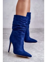 Dámské mačkané kozačky kozačky Modré Laguna Dámské mačkané kozačky kozačky Modré Laguna