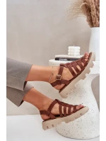 Kožené Dámské Sandály Zazoo 3695 Hnědé