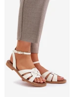 Kožené Dámské Sandály Na Plochém Podpatku Zazoo 3688 Ecru