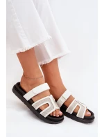 Dámské pantofle na platformě se suchým zipem bílé Kovira