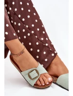 Dámské pantofle s přezkou na korkové platformě mátové Zavira Dámské pantofle s přezkou na korkové platformě mátové Zavira