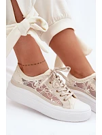 Dámské tenisky s krajkou na platformě Lee Cooper LCW-26-44-4481 Béžové Dámské tenisky s krajkou na platformě Lee Cooper LCW-26-44-4481 Béžové