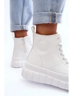 Zateplené kožené tenisky se zipem Big Star MM274624 bílé Zateplené kožené tenisky se zipem Big Star MM274624 bílé