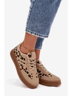 Dámské tenisky na platformě s leopardím vzorem – béžové Denissa