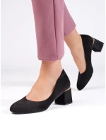 Praktické lodičky černé dámské na širokém podpatku Praktické lodičky černé dámské na širokém podpatku