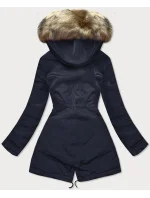 Tmavě modro-hnědá oboustranná dámská bunda (w555)