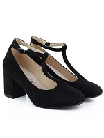 Černé semišové páskové lodičky Mascara s jehlovým podpatkem 834284