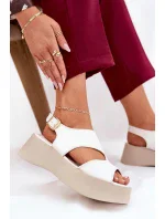 Dámské sandály na platformě 5227 Ecru s béžovou - Ideal shoes