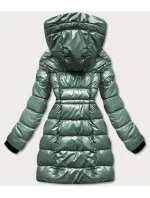 Zelená oboustranná dámská metalická bunda (R8070)