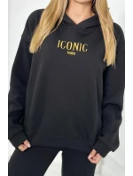 Izolovaná bavlněná souprava, mikina s vyšívacími + kalhotami černý Izolovaná bavlněná souprava, mikina s vyšívacími + kalhotami černý