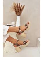 Zazoo 40386 Dámské Kožené Sandály Na Korku Leopardí Hnědo-Bežové