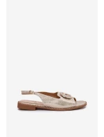 Dámské sandály na plochém podpatku s ozdobným detailem S.Barski KV51-080 zlaté