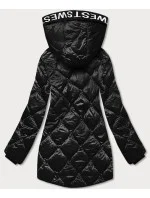 Černá dámská bunda s ozdobnou lemovkou (B8113-1)