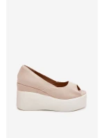 Dámské Sandály Na Klínu A Platformě Světle Béžové Felyra