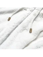 Bílá kožešinová dámská bunda s kapucí (BR9596-26)