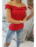 Španělská halenka s volánky červená