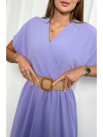 Dlouhé šaty s ozdobným páskem světle fialová