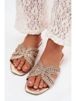 Dámské ploché zlaté pantofle Fariella