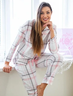 Pyžamo Key LNS 415 B26 dlouhé rukávy XS–XL, rozepínací