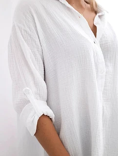 Bavlněná mušelínová košile bílý