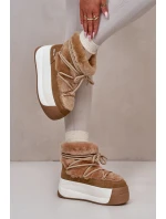 Kožené Dámské Sněhule Na Silné Podešvi S Kožešinou Big Star OO274A207 Hnědé