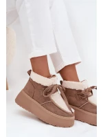 Dámské sněhule na platformě s kožešinkou Béžové Florivelle