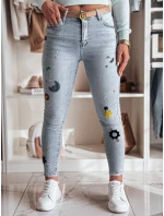 Dámské džíny skinny kalhoty s výšivkou MOONAIR modré FashionStreet UY2453
