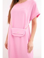 Dámské šaty s krátkým rukávem a kabelkou na řetízku bonbónově růžová Dámské šaty s krátkým rukávem a kabelkou na řetízku bonbónově růžová