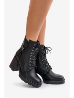 Zateplené boty na podpatku se zlatým detailem černé Ivarisse