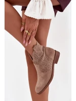 Dámské Kotníkové Boty Na Ploché Podpatky S Barški HY52 532 Béžové Dámské Kotníkové Boty Na Ploché Podpatky S Barški HY52 532 Béžové