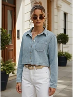 Krátká dámská džínová košile s dlouhým rukávem FashionStreet TY5692