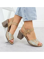 Dámské pletené béžové sandály na jehlovém podpatku M.Daszynski MR24125-4