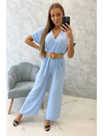 Kombinéza s ozdobným páskem v pase modrá Kombinéza s ozdobným páskem v pase modrá