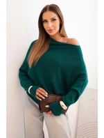 Dámský svetr viskózový asymetrický netopýří světle mořský